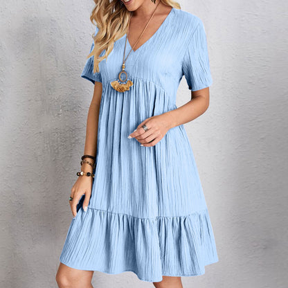 Womens V-Neck Floral Hem Casual Dress