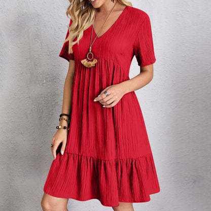 Womens V-Neck Floral Hem Casual Dress