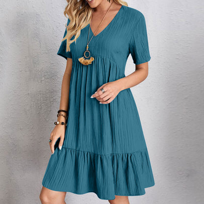 Womens V-Neck Floral Hem Casual Dress