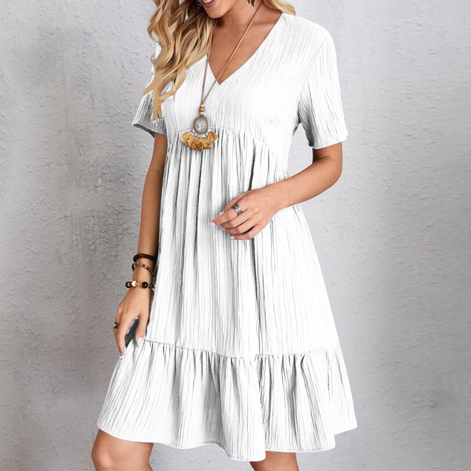 Womens V-Neck Floral Hem Casual Dress