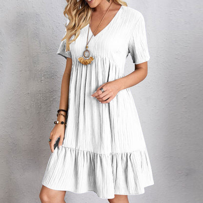 Womens V-Neck Floral Hem Casual Dress