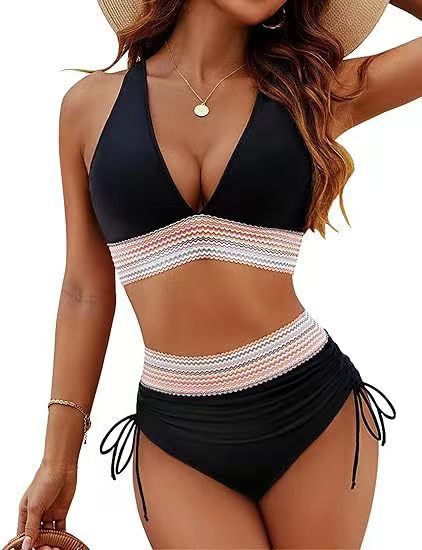 Womens V-Neck High-Waisted Bikini