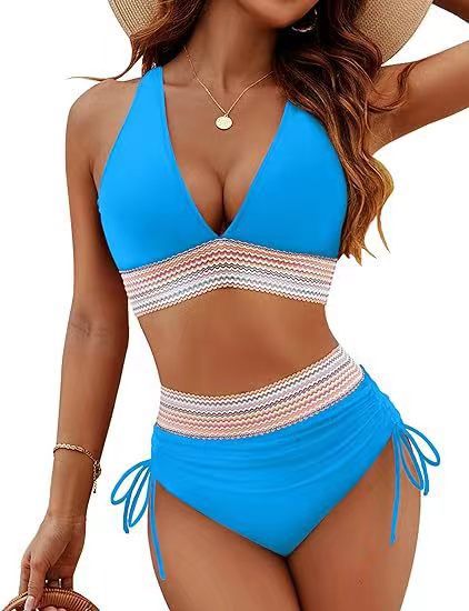 Womens V-Neck High-Waisted Bikini