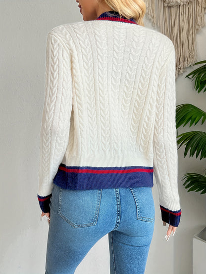 Womens V-Neck Knitted Cardigan