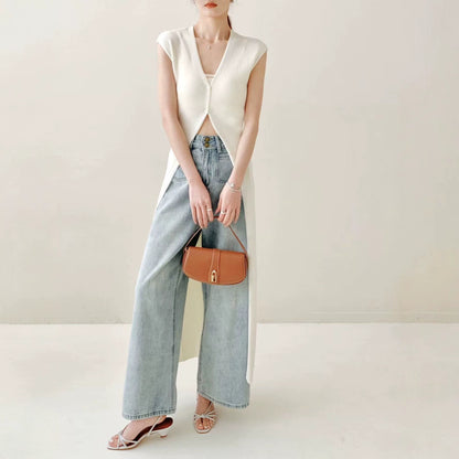 Womens V-Neck Knitted Long Dress