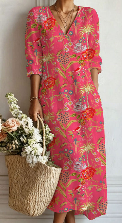 Womens V-Neck Long Sleeve Dress