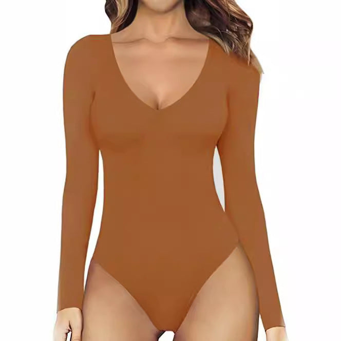 Womens V-Neck Long Sleeve Jumpsuit