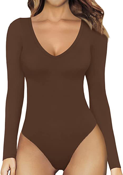 Womens V-Neck Long Sleeve Jumpsuit