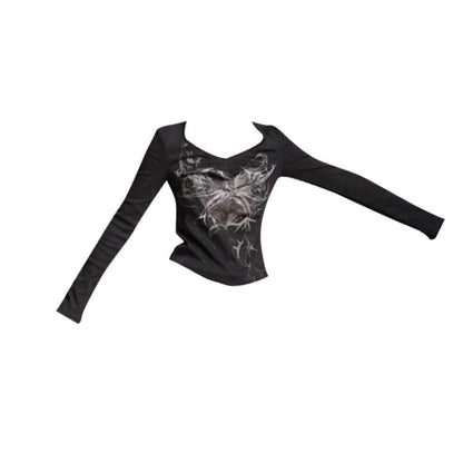 Womens V-neck Long Sleeve Velvet Top