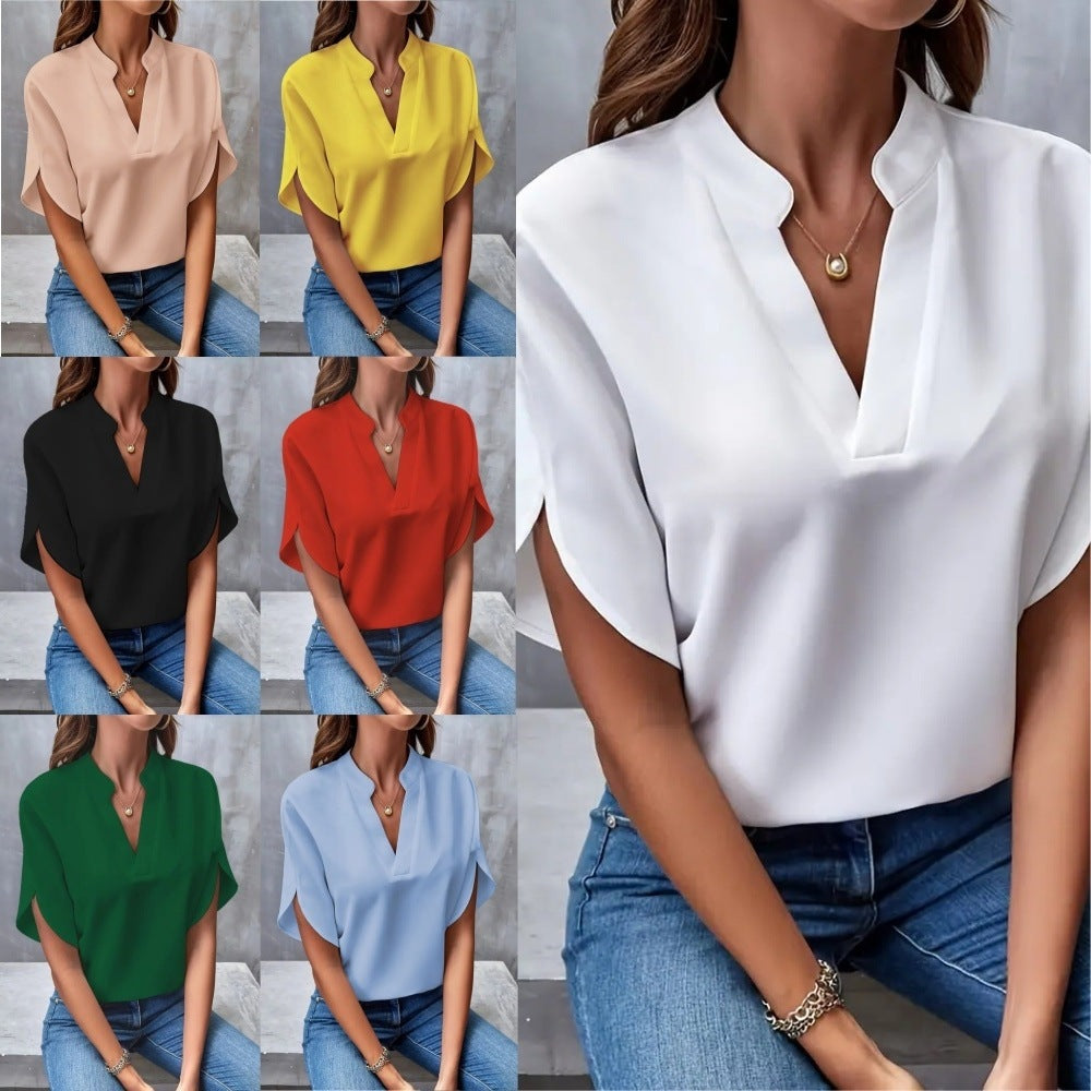 Womens V-Neck Loose Shirt