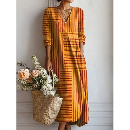 Womens V-neck Printed Dress