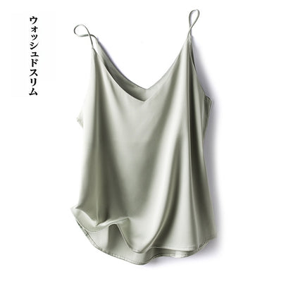 Womens V-neck Satin Camisole with Adjustable Straps