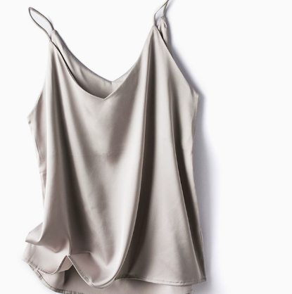 Womens V-neck Satin Camisole with Adjustable Straps