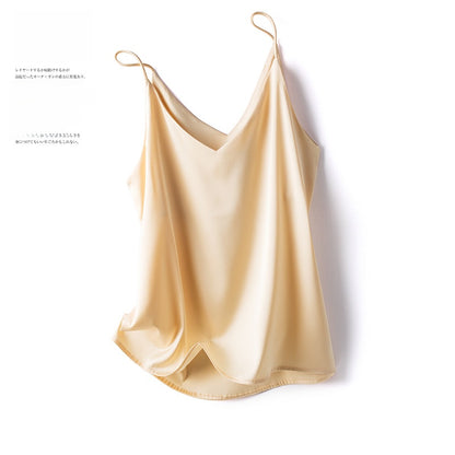 Womens V-neck Satin Camisole with Adjustable Straps