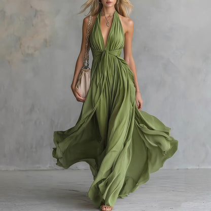 Womens V-Neck Sleeveless Slim Dress