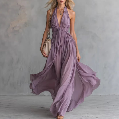 Womens V-Neck Sleeveless Slim Dress