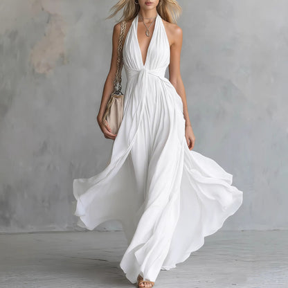 Womens V-Neck Sleeveless Slim Dress