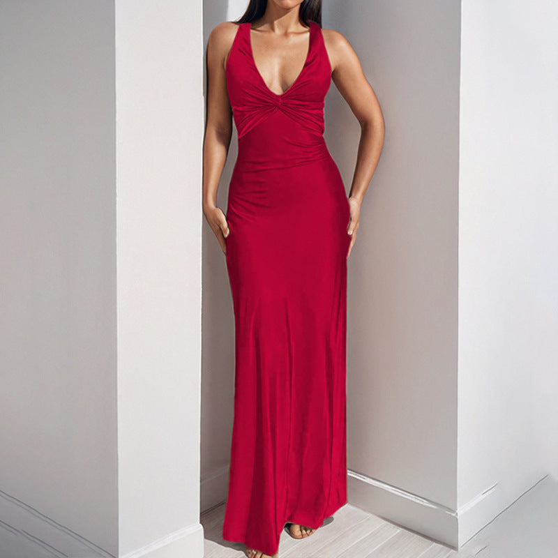 Womens V-Neck Slim Fit Dress