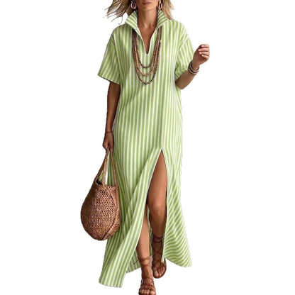 Womens V-Neck Striped Summer Dress