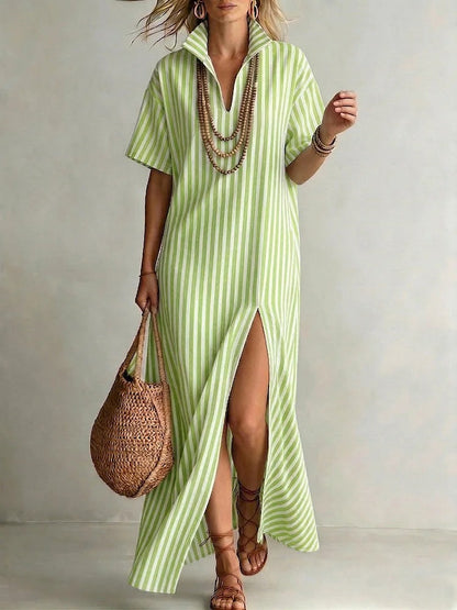 Womens V-Neck Striped Summer Dress