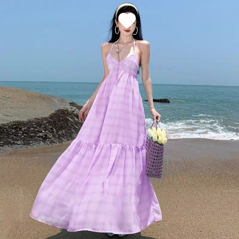 Womens Vacation Style Spaghetti Strap Dress