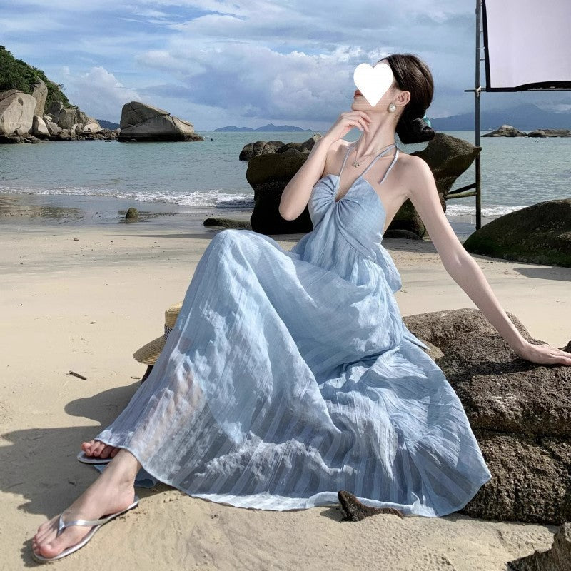 Womens Vacation Style Spaghetti Strap Dress