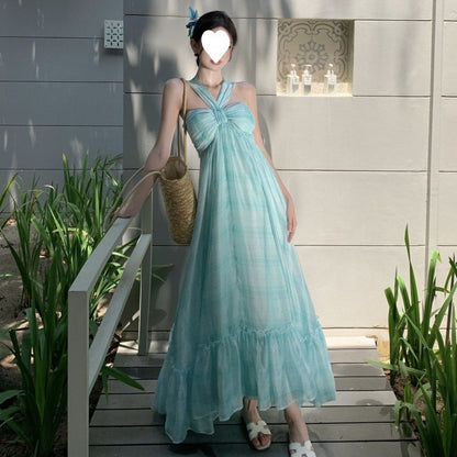 Womens Vacation Style Spaghetti Strap Dress