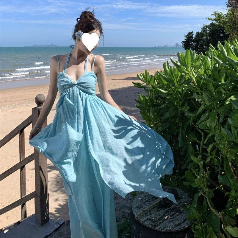 Womens Vacation Style Spaghetti Strap Dress