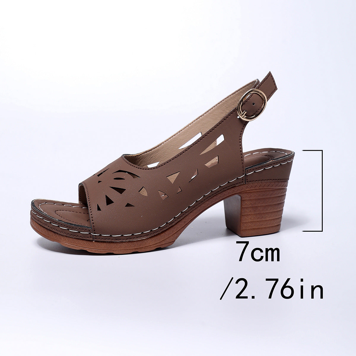 Womens Velcro Sandals Thick Heel