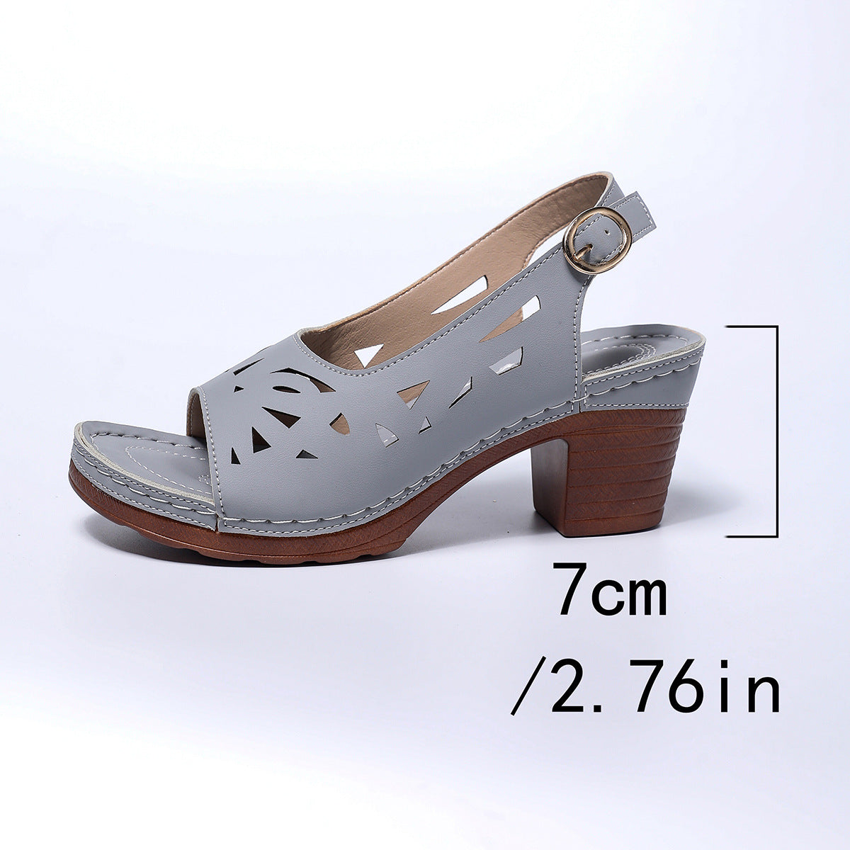 Womens Velcro Sandals Thick Heel