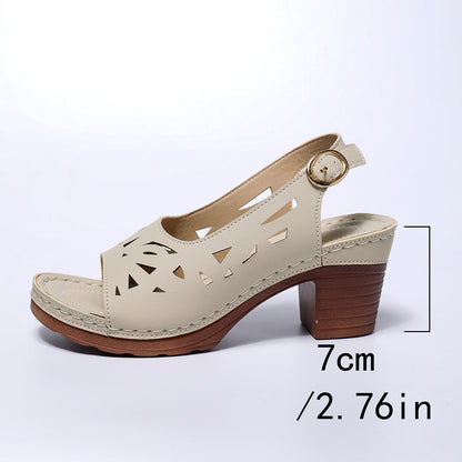 Womens Velcro Sandals Thick Heel