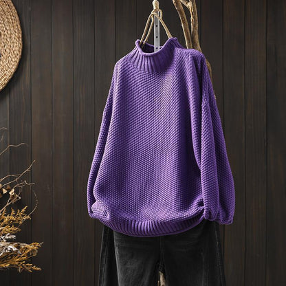 Womens Vintage Half Turtleneck Oversized Sweater
