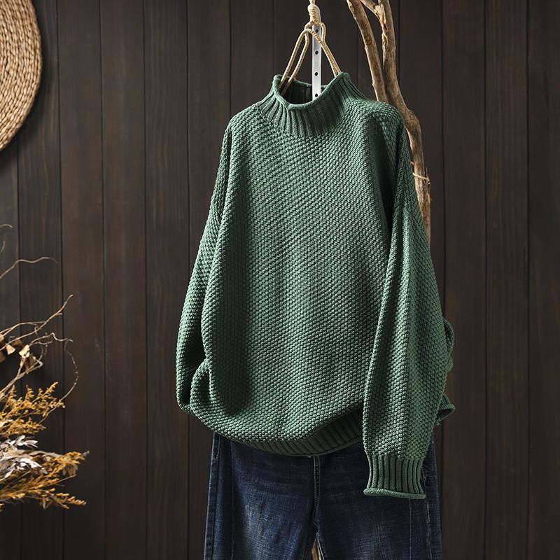 Womens Vintage Half Turtleneck Oversized Sweater