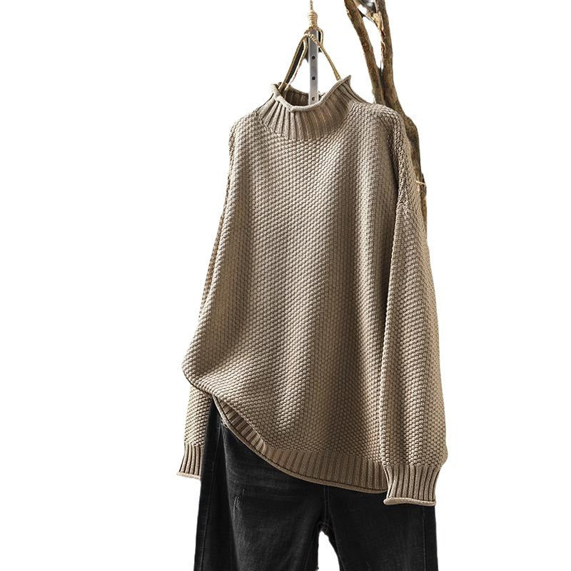 Womens Vintage Half Turtleneck Oversized Sweater