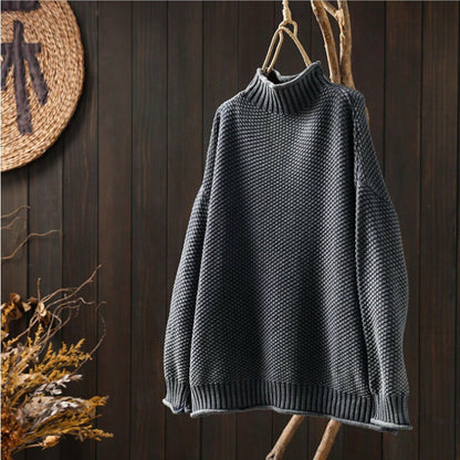 Womens Vintage Half Turtleneck Oversized Sweater