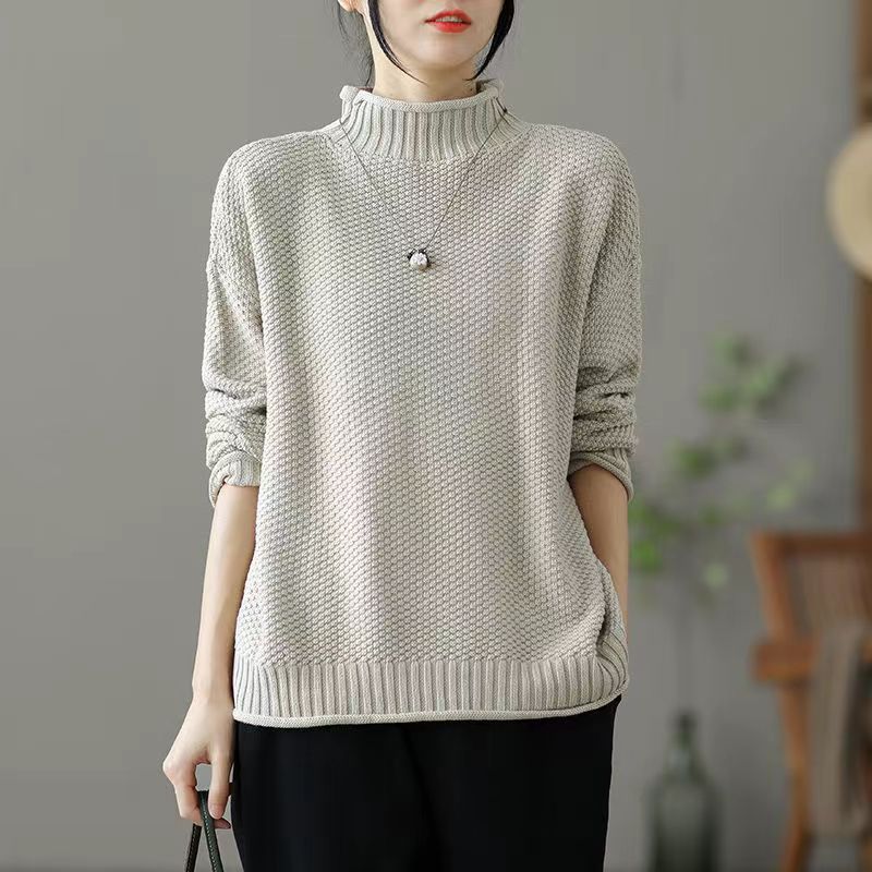 Womens Vintage Half Turtleneck Oversized Sweater