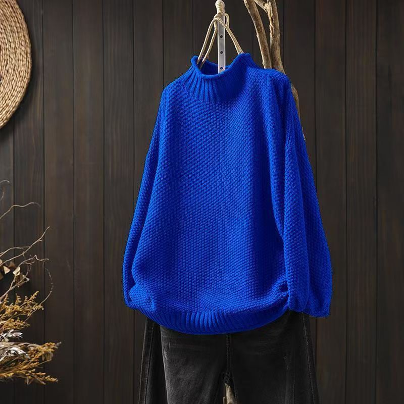 Womens Vintage Half Turtleneck Oversized Sweater