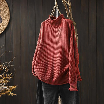 Womens Vintage Half Turtleneck Oversized Sweater