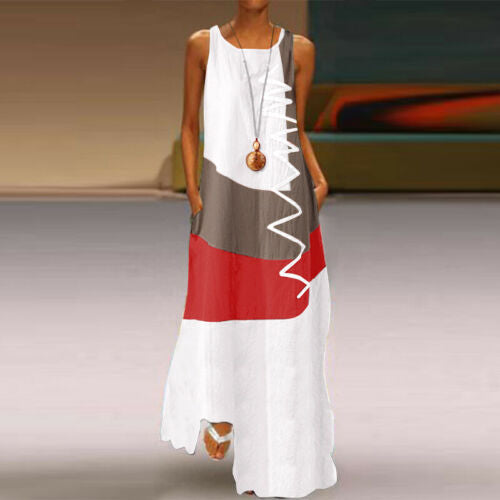 Womens Vintage Print Sleeveless Dress
