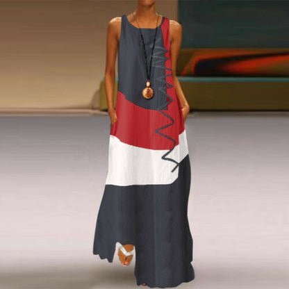 Womens Vintage Print Sleeveless Dress
