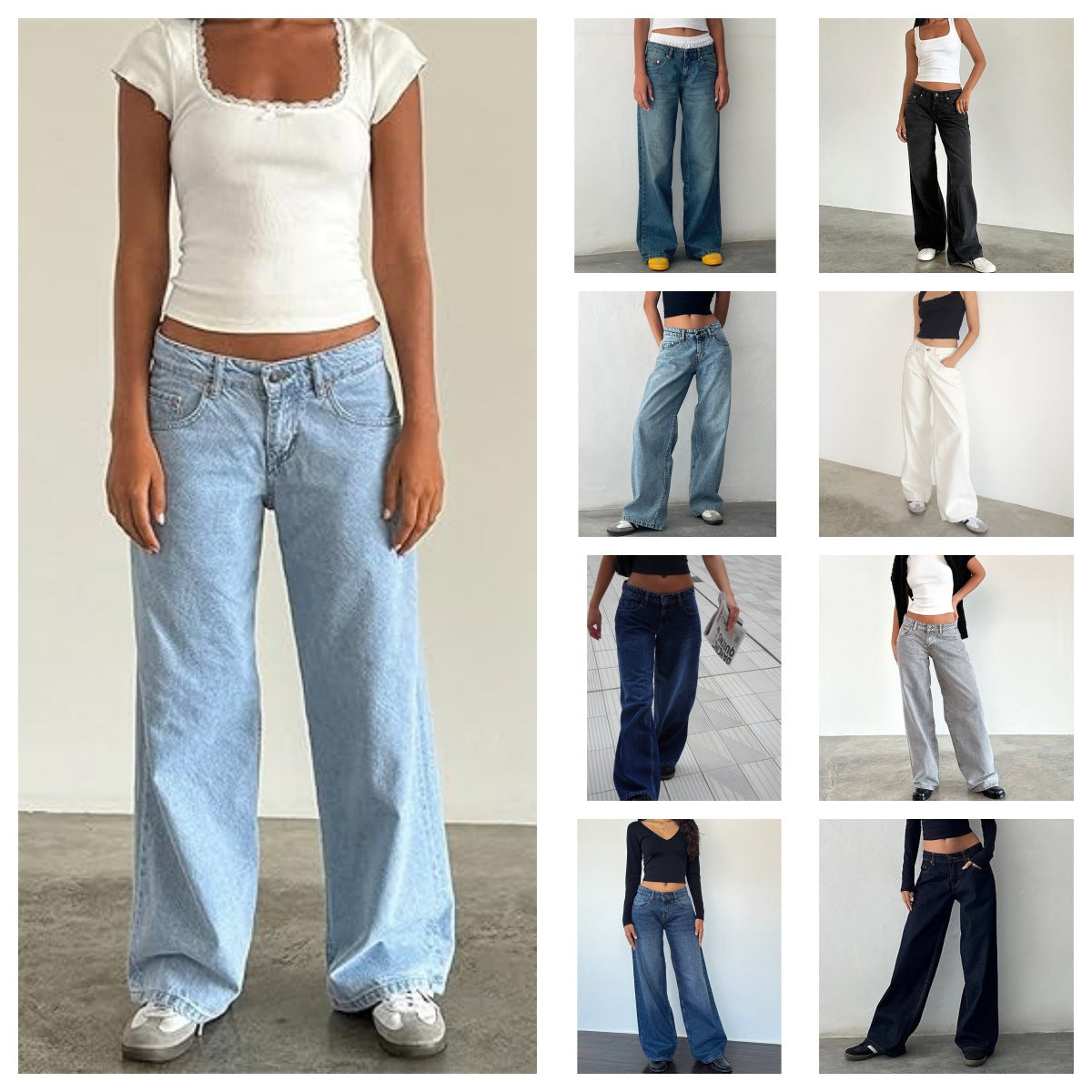 Womens Vintage Washed Straight Leg Jeans