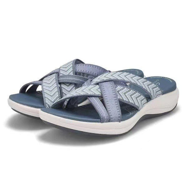 Womens Wedge Heel Cross Strap Sandals