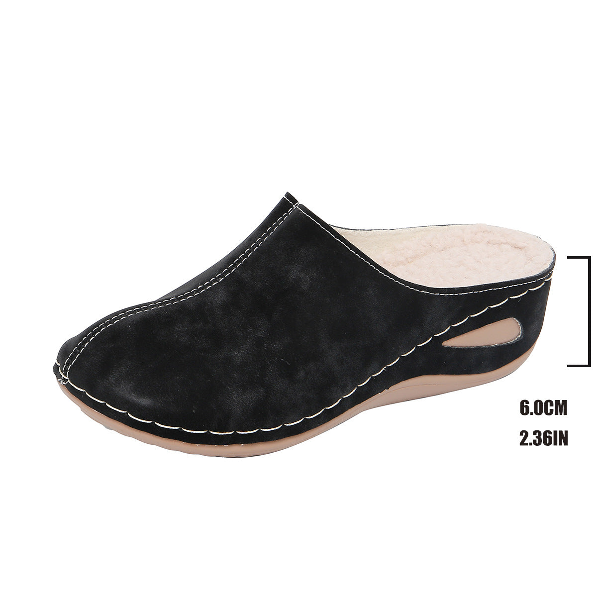 Womens Wedge Heel Velvet Slip-On Slippers