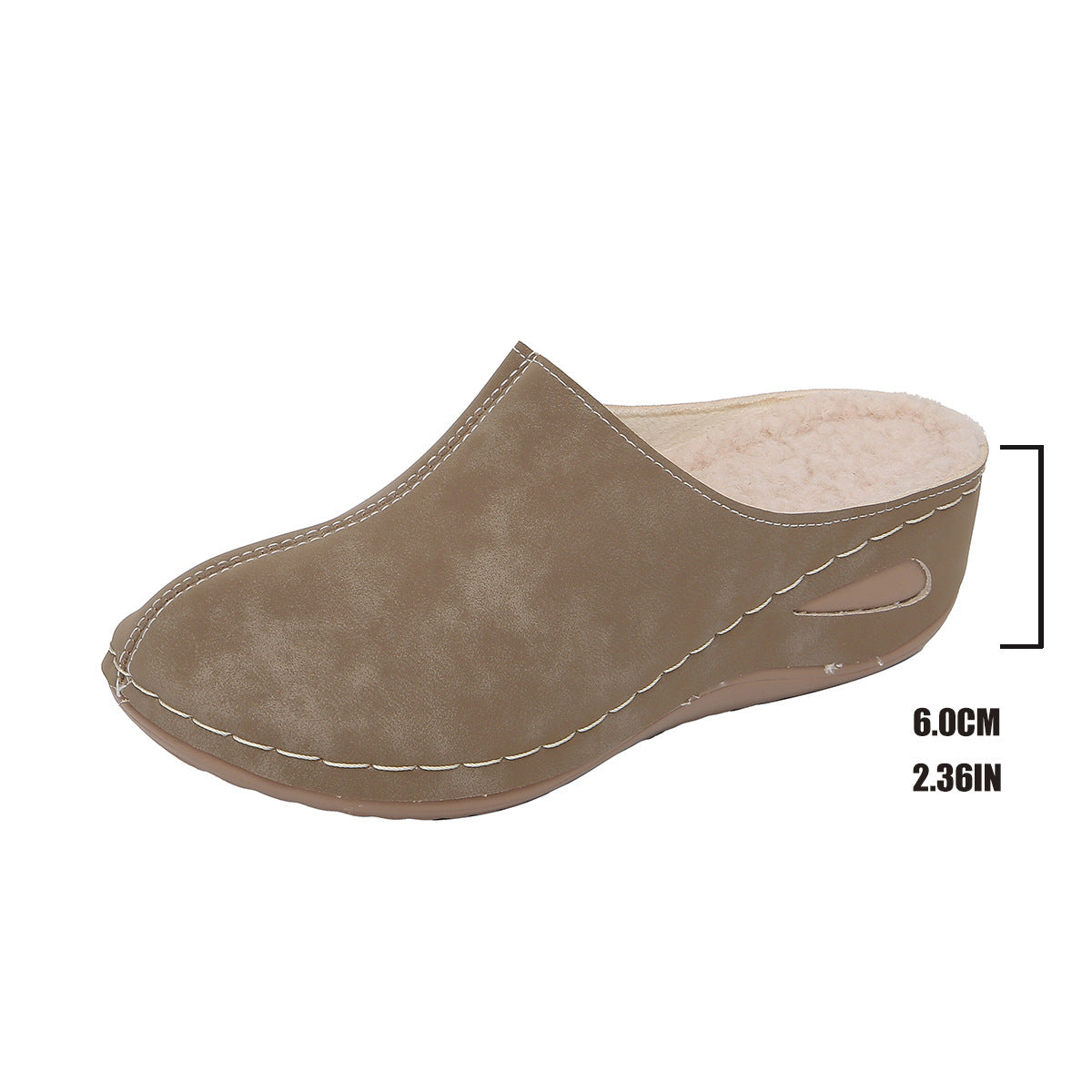Womens Wedge Heel Velvet Slip-On Slippers
