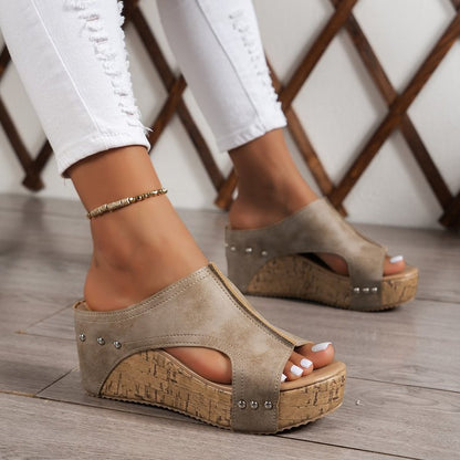 Womens Wedge Roman Sandals Fish Mouth Design