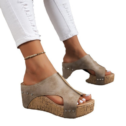 Womens Wedge Roman Sandals Fish Mouth Design