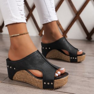 Womens Wedge Roman Sandals Fish Mouth Design