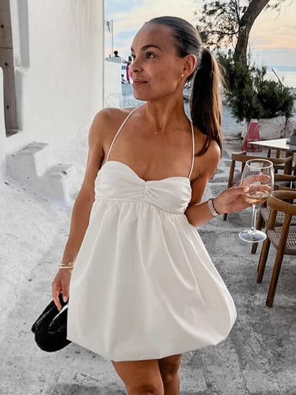 Womens White Wrap Chest A-line Skirt