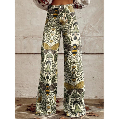 Womens Wide-Leg Casual Pants with 3D Print