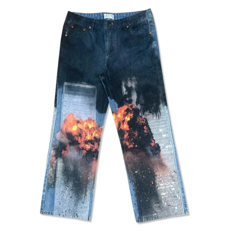Womens Wide-Leg Casual Pants with 3D Print